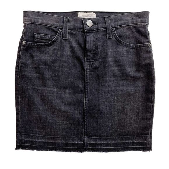 Current/Elliott Skinny Mini Denim Skirt Released Hem Drifter Washed Black 24 NWT - Picture 1 of 9